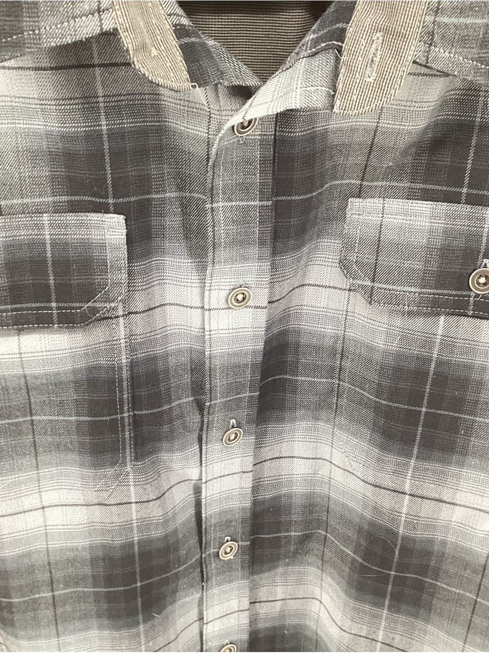 Swiss Tech Gray and Black Plaid Casual Button Down Shirt - Picture 4 of 9